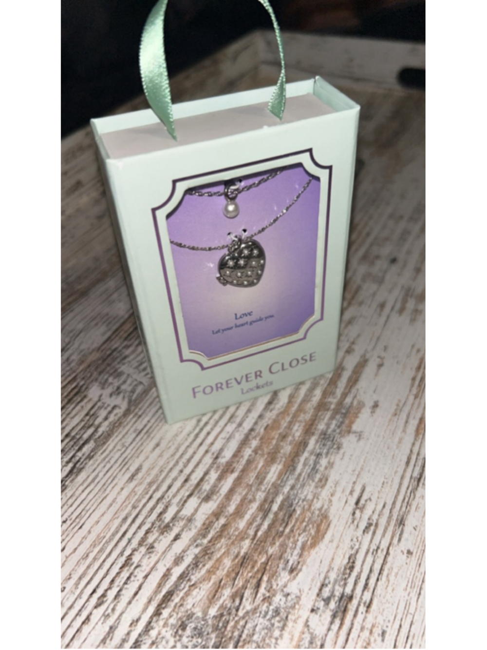 Women's Forever Close Heart Locket Necklace One Size Silver White